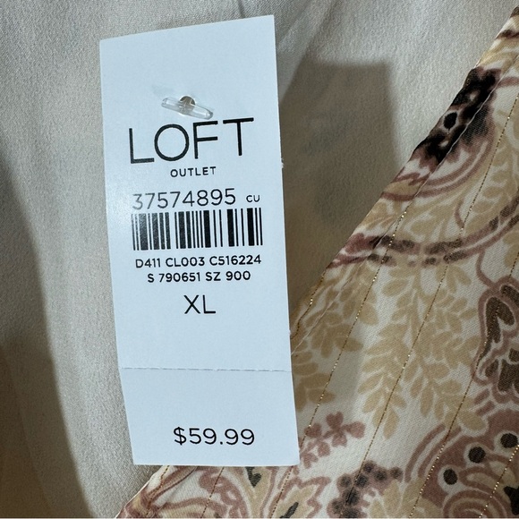 Loft Cream and Brown Floral Surplice Top NWT - Picture 12 of 12